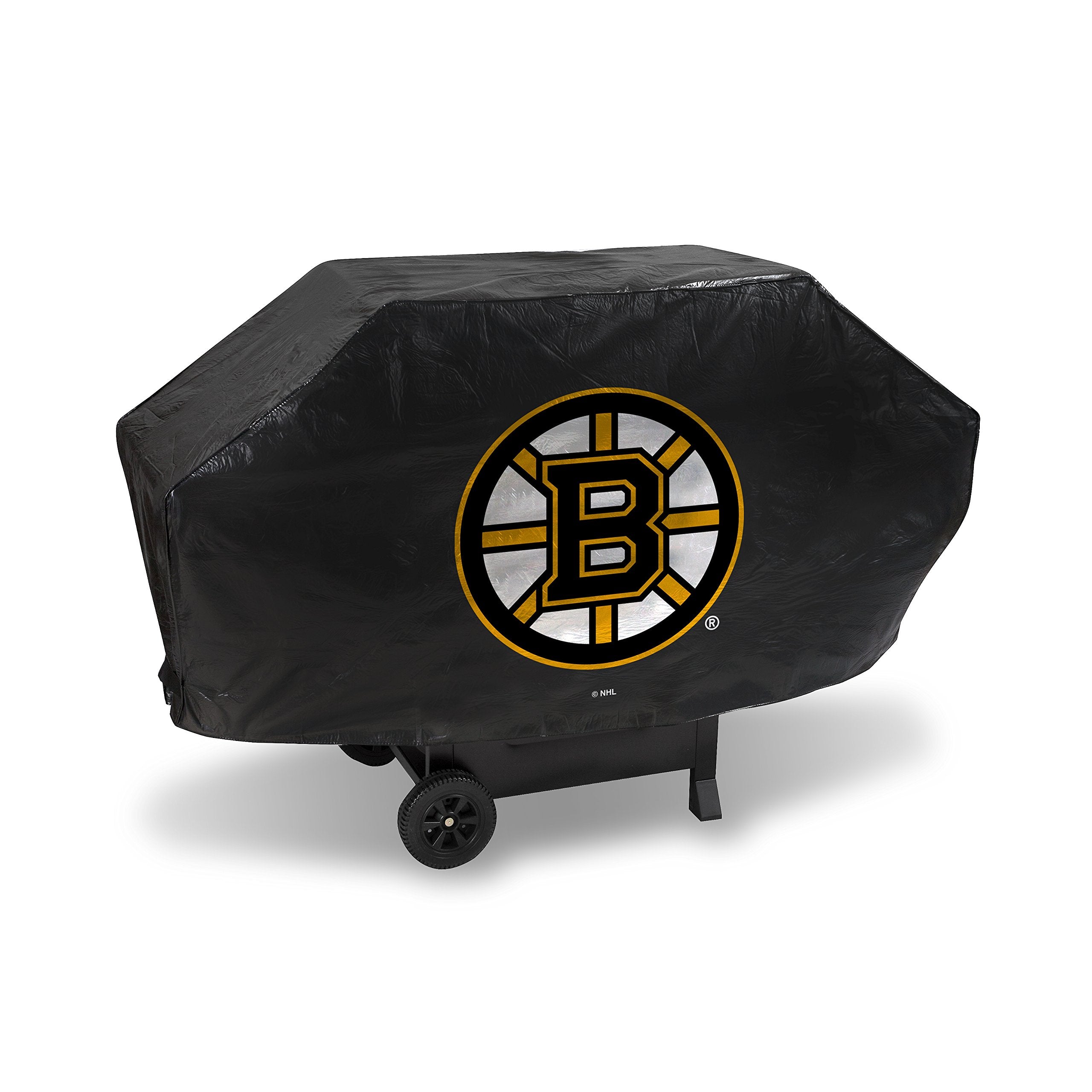 Rico Industries NHL Boston Bruins Black Deluxe Grill Cover Deluxe Vinyl Grill Cover - 68 Wide/Heavy Duty/hook and loop Staps