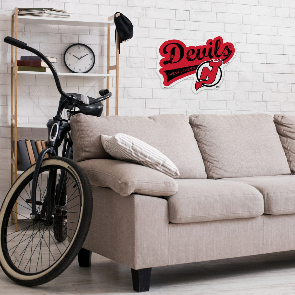 Rico Industries Nhl New Jersey Devils Distressed Shape Cut Pennant - Home And Living Room D  Cor - Soft Felt Ez To Hang