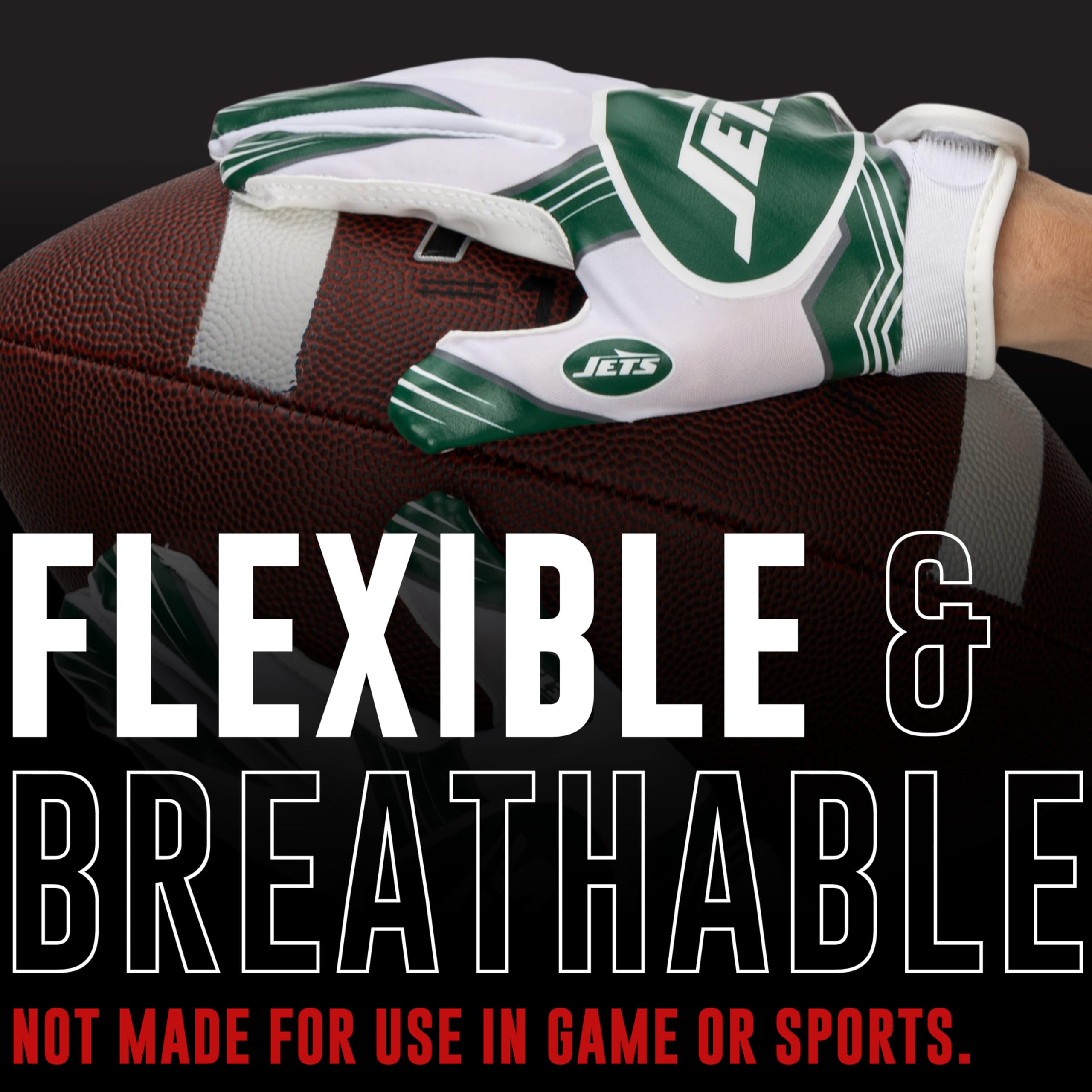Franklin Sports New York Jets Youth Nfl Football Receiver Gloves - Official Nfl Team Logos - Kids Football Gear + Accessories -