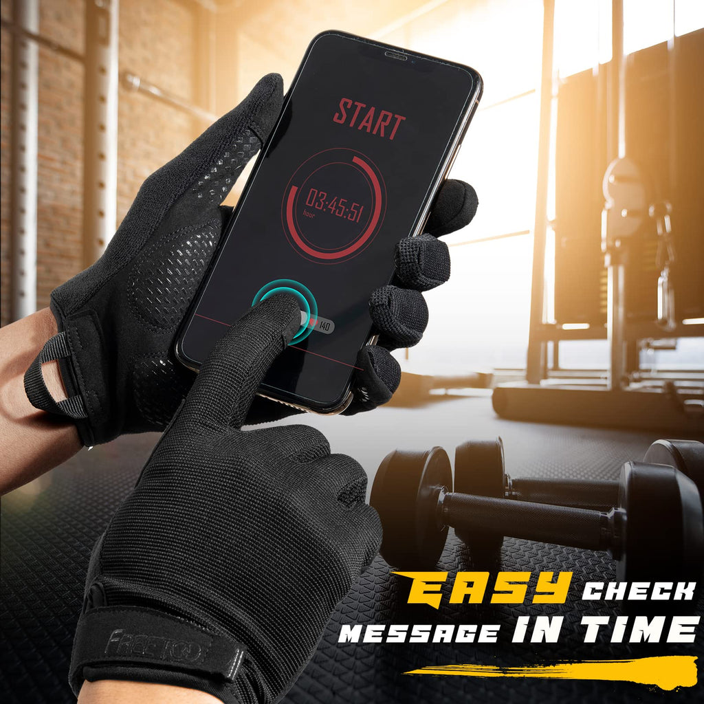 Freetoo Full-Finger Workout Gloves For Men, [Excellent Grip] [Palm Protection] Padded Weightlifting Gloves Lightweight Gym Glove