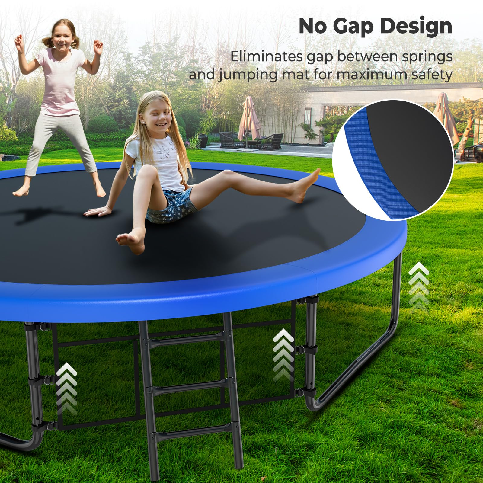 Lyromix 14FT Outdoor Trampolines for Kids and Adults, Pumpkin Trampolin with Curved Poles, Recreational Trampolin with Basketbal