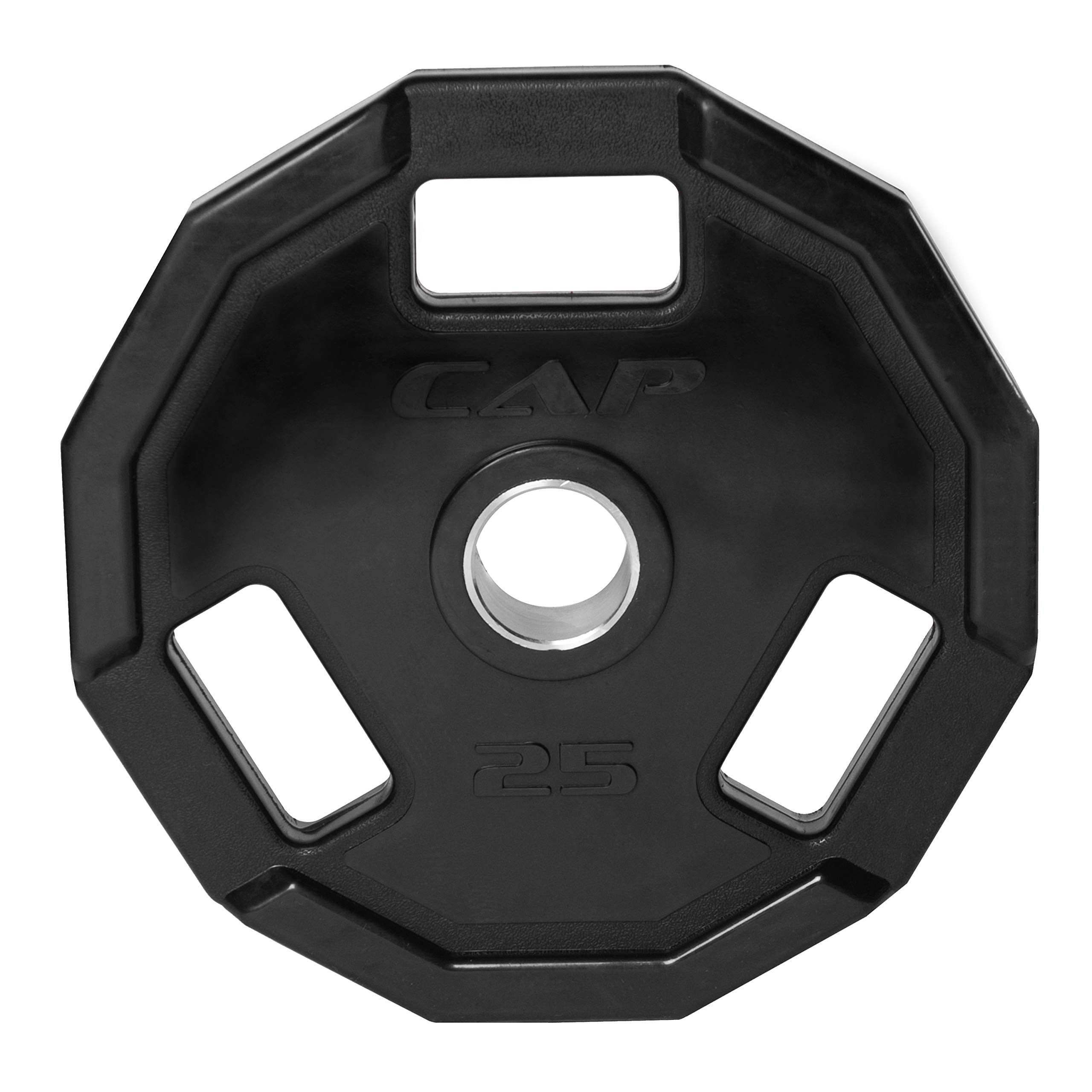Cap Barbell 12-Sided Rubber Olympic Grip Weight Plates, Black, Single, 25 Pound