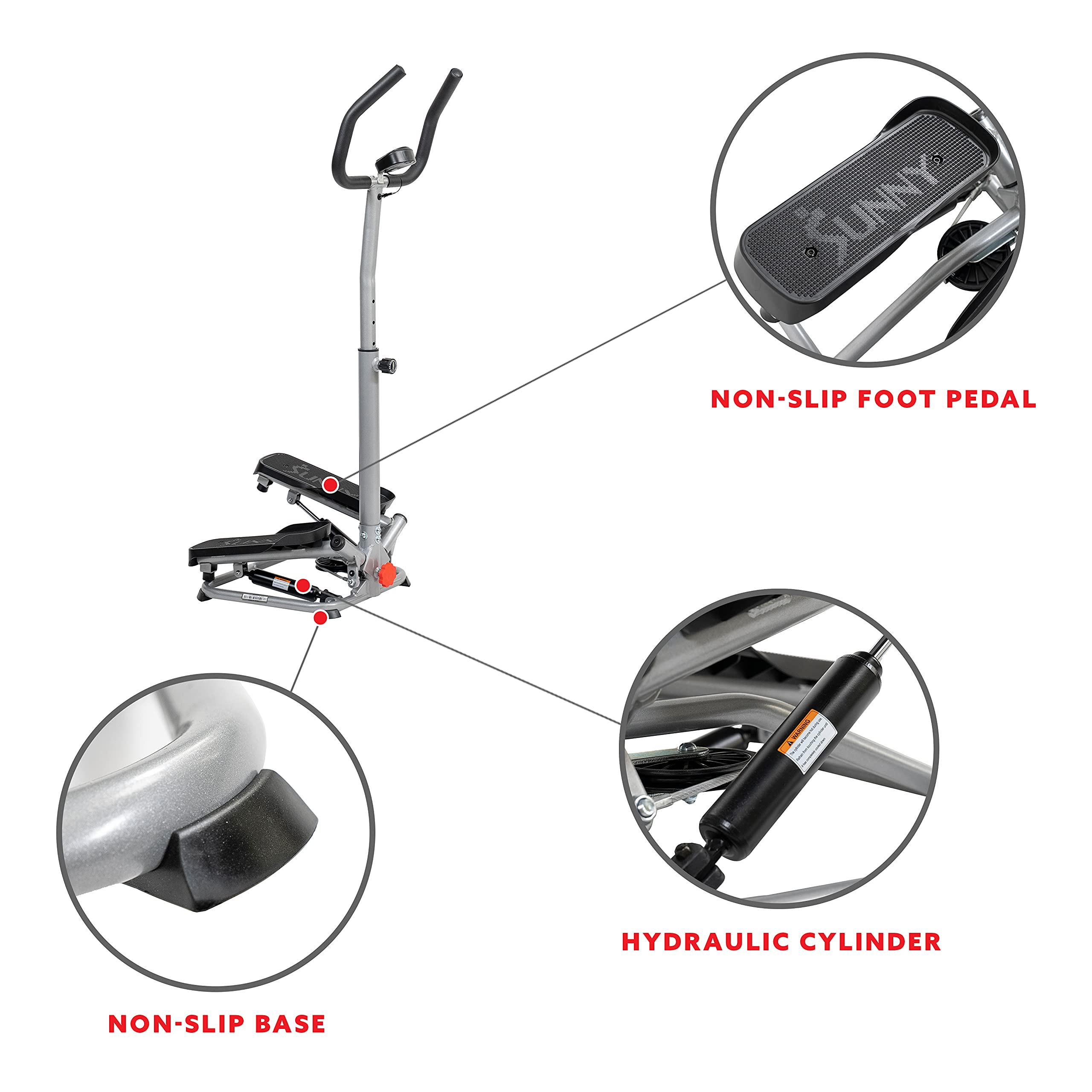 Sunny Health & Fitness Twist Stair Stepper Machine With Handlebar - Sf-S020027 Silver