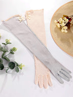 2 Pairs Women Uv Sun Protection Driving Gloves Touchscreen Cotton Arm Sun Block Gloves For Outdoor Sports Summer Supplies (Color
