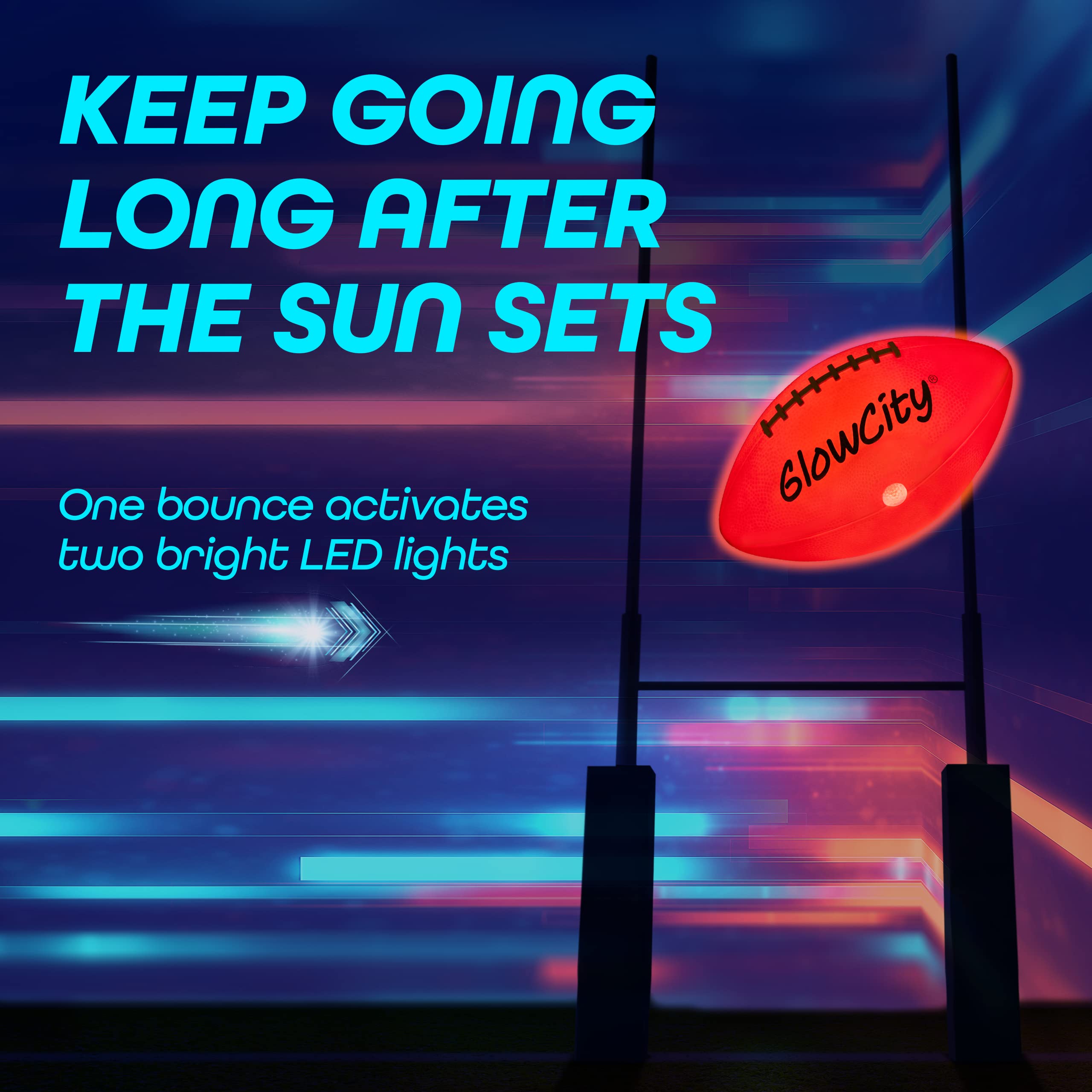 Glowcity Glow In The Dark Football - Light Up Led Ball - Perfect For Evening Play, Camping, And Beach Fun!