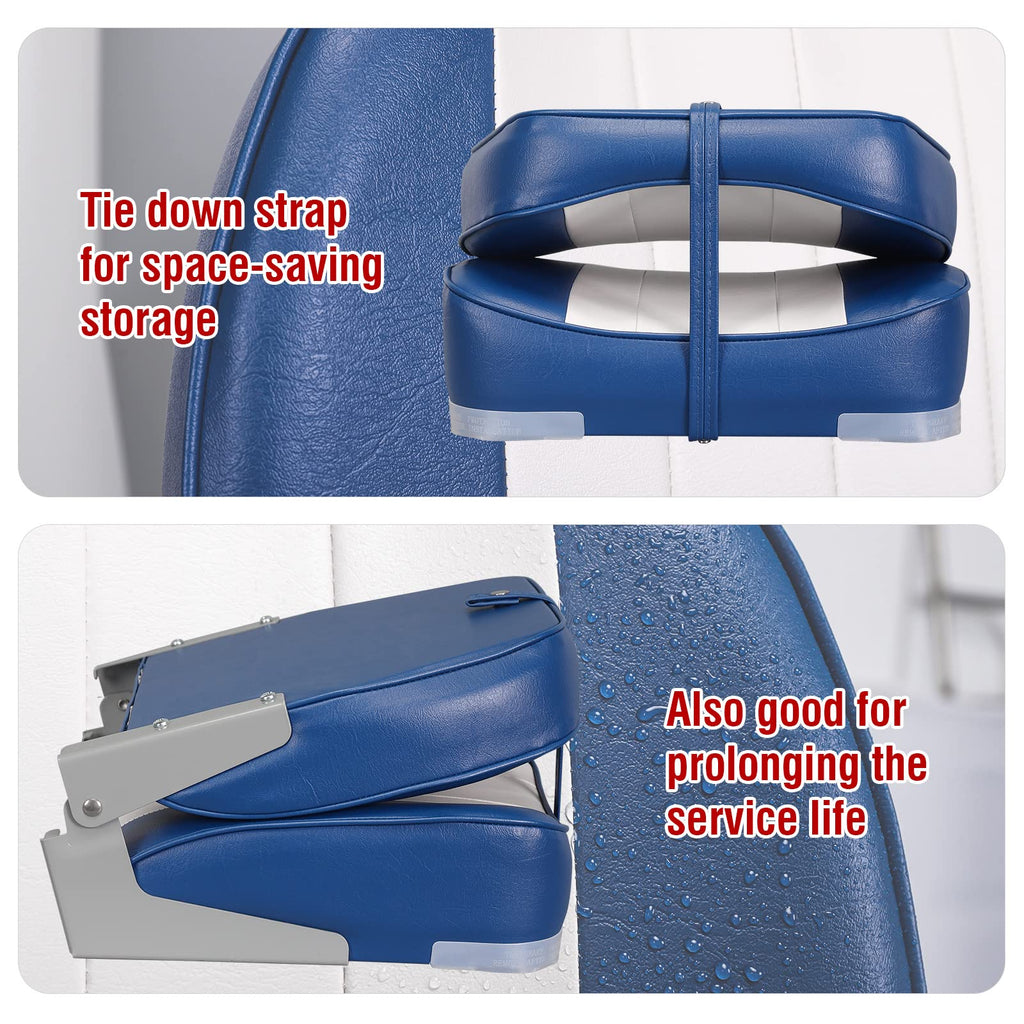 Leader Accessories A Pair Of New Low Back Folding Boat Seat(2 Seats) (B-Whiteblue)