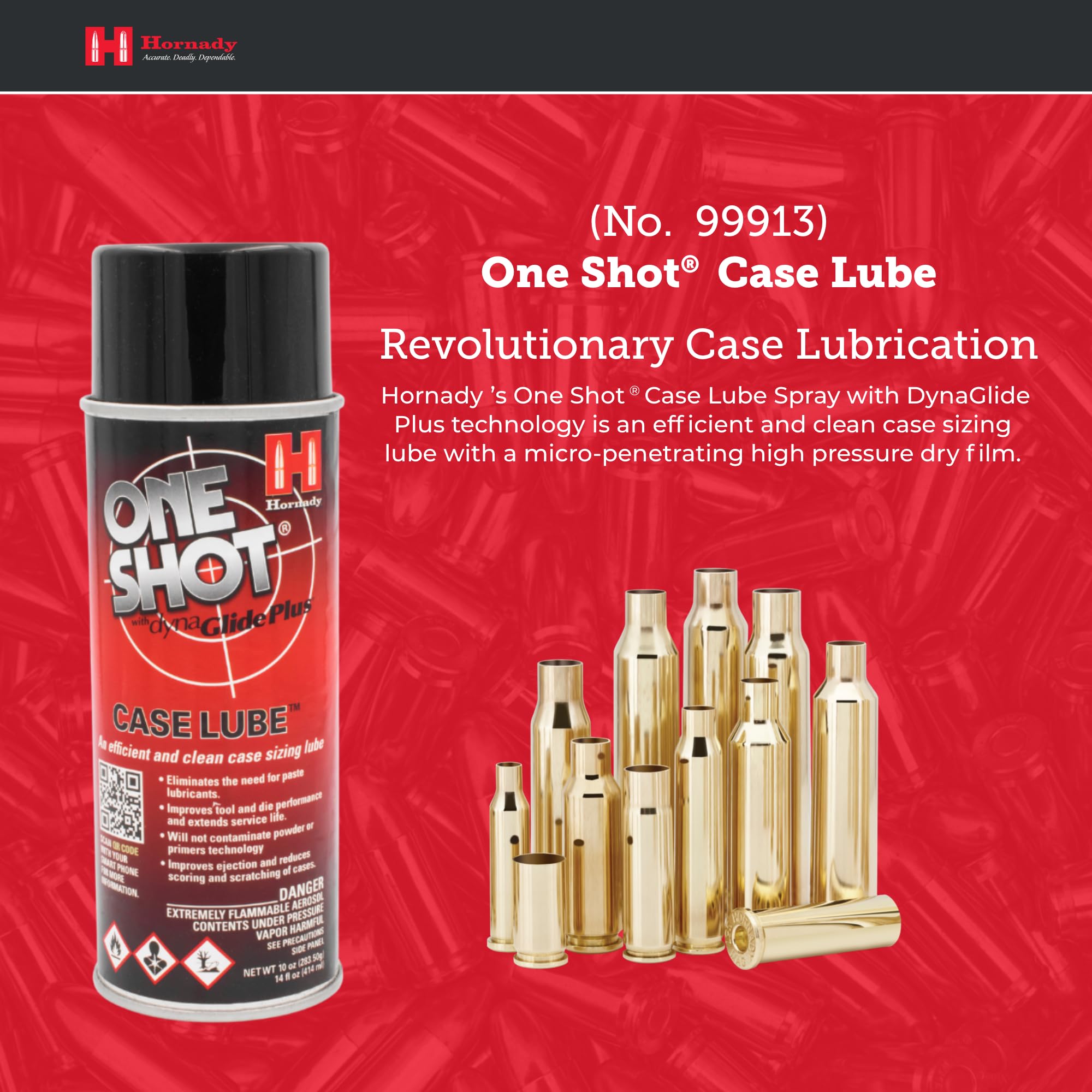 Hornady One Shot Case Lube, 10 Oz / 14 Fl Oz - Aerosol Dry Lube, With Dynaglide Plus - Clean, Non-Sticky And Easy To Use - Conta