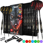 Ignatgames Darts Metal Tip Set - 6 Pcs Professional Brass Steel Tip Darts With Twinforce Shafts, 16 Pcs Thick Flights + Custom D