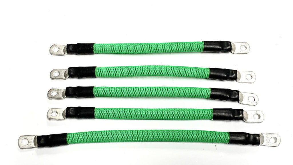 Acdc Wire And Supply 2 Gauge Golf Cart Braided Battery Cable Set, (Neon Green) E-Z-Go 1994 & Up Med/Txt 36V U.S.A Made