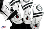 Guiote Black Widow 1 3 5 H Golf Headcover Black Vintage Retro Driver Fairway Wood Hybrid Cover