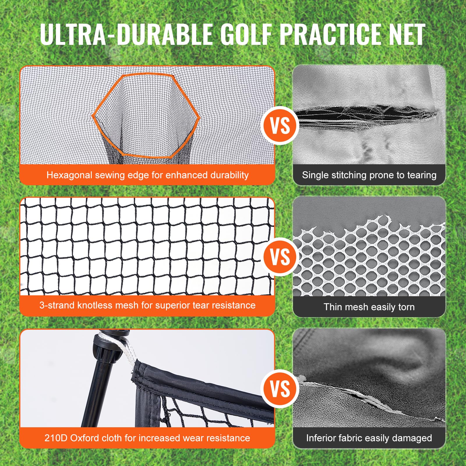 Vevor 10.8X7Ft Golf Practice Hitting Net Indoor Personal Driving Range Training