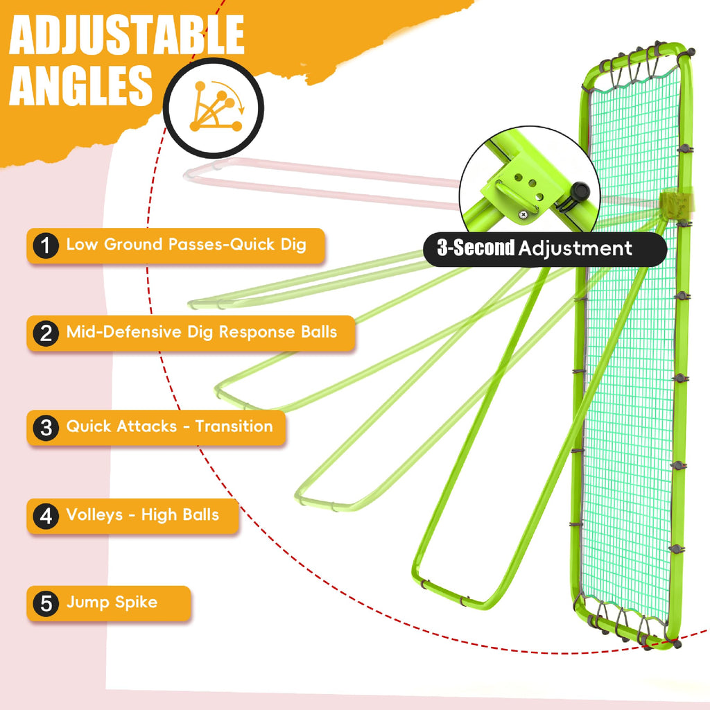 Volleyball Rebounder Net 7x4 Ft, 5-Angle Adjustable Rebounder Net with 2 Target Stripes & Portable Travel Bag, 10-MIN Setup Boun