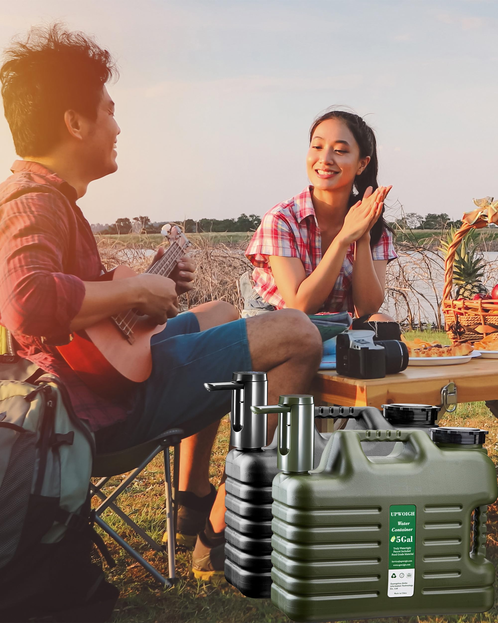 Portable 5 Gallon Water Jug With Automatic Touch Control Pump,Truly No Leakage Water Container With Spigot,Type-C Rechargeable M