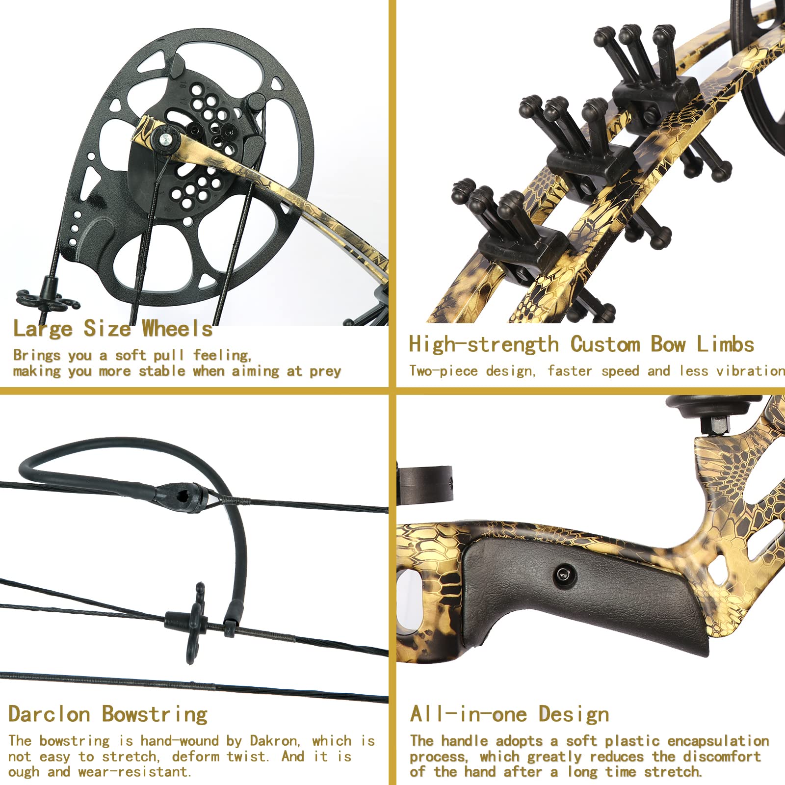 Wuxlisty Youth Compound Bow Set 15-45 Lbs For Teens And Beginner, Package With Archery Hunting Equipment, 3 Pin Sight, Max Speed