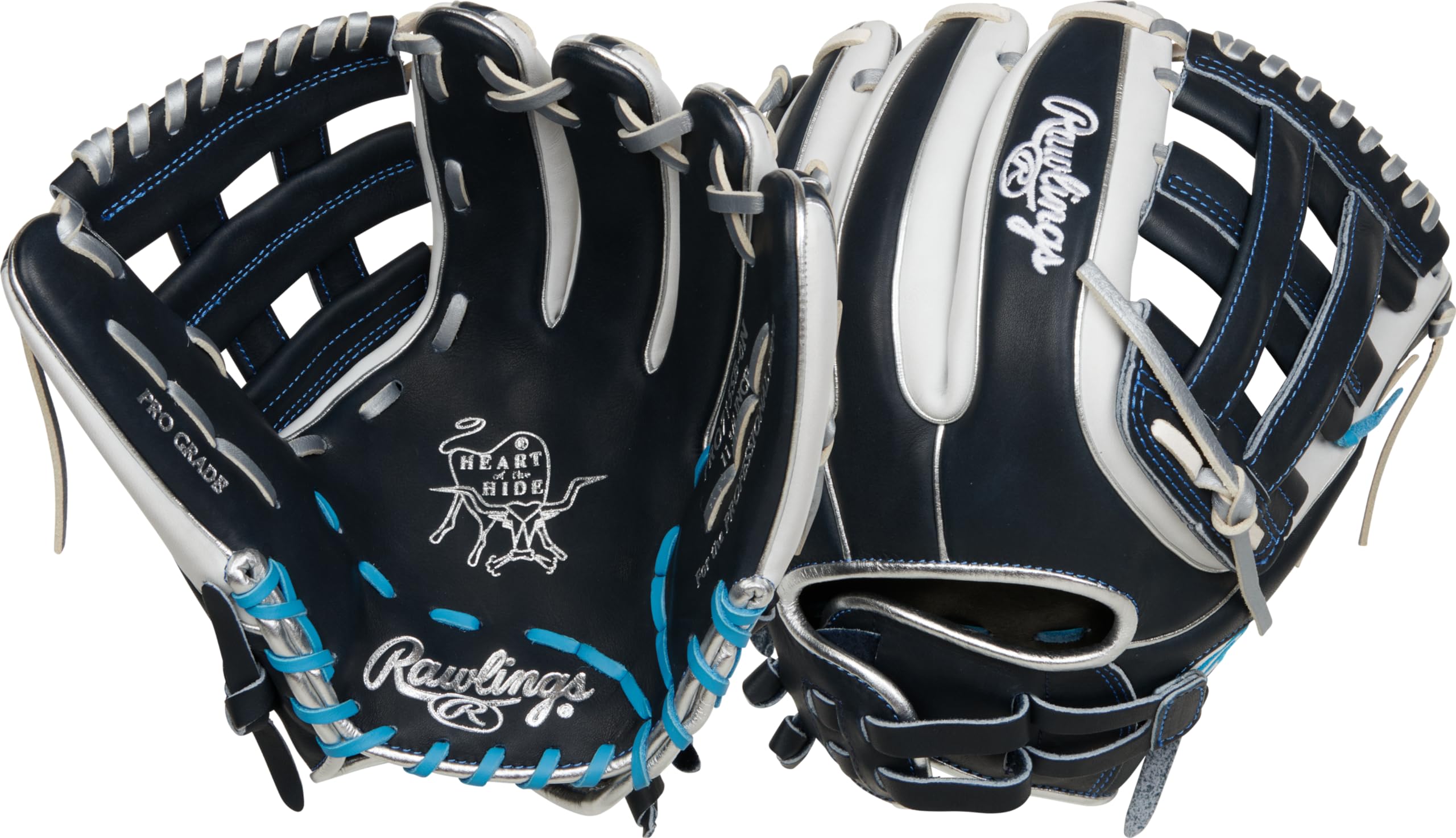 Rawlings | HEART OF THE HIDE Fastpitch Softball Glove | Right Hand Throw | 11.75 - Pro H-Web | Navy/White