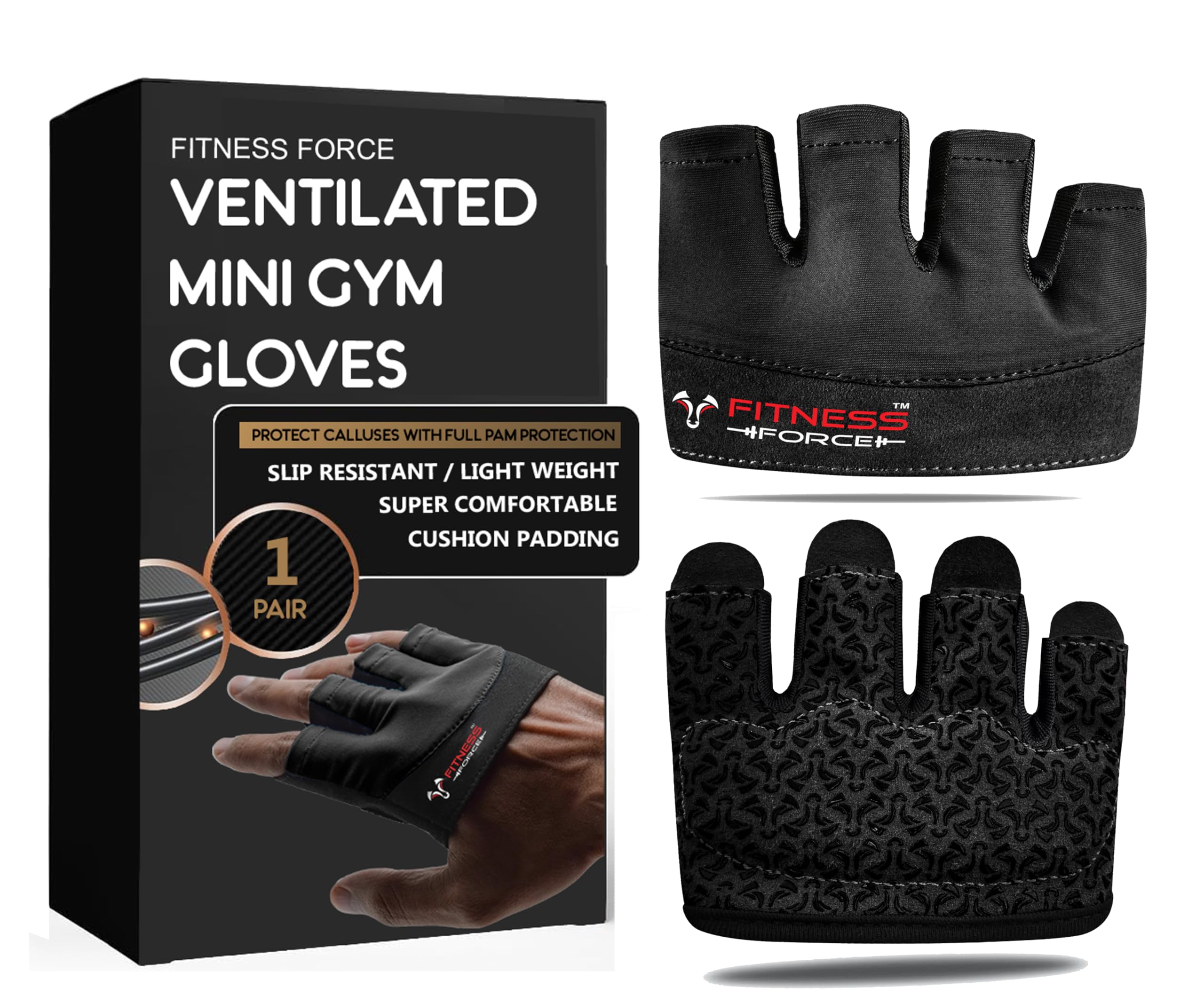 Fitness Force Workout Gloves For Men & Women Partial Weight Lifting Gloves Non-Slip Gym Gloves Lifting Grip Calluses Guard Finge
