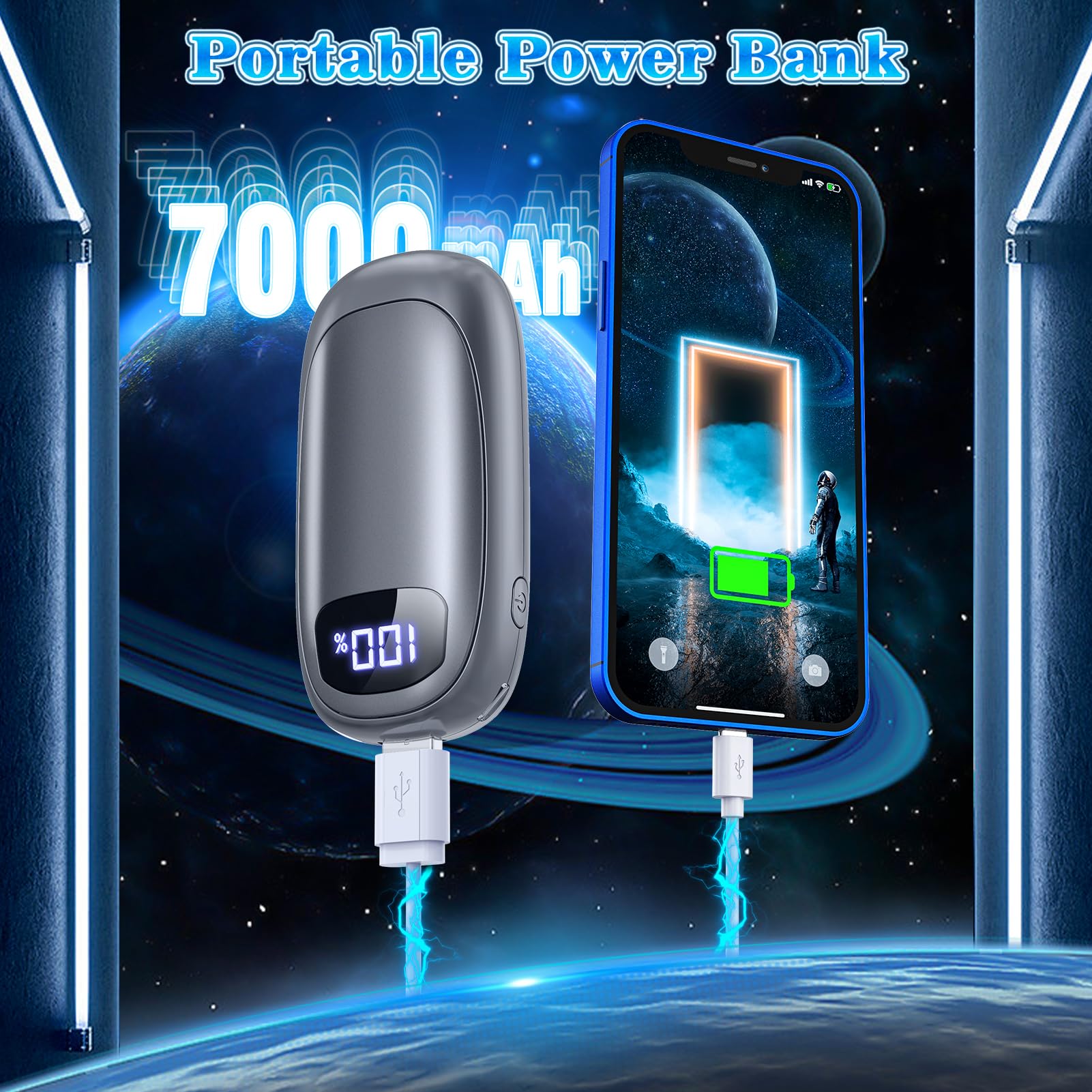 Hand Warmers Rechargeable - 2 Pack Electric Hand Warmers 14000Mah, 16 Hrs Warmth Dual-Sided Heating Max 131?, Reusable Hand Warm