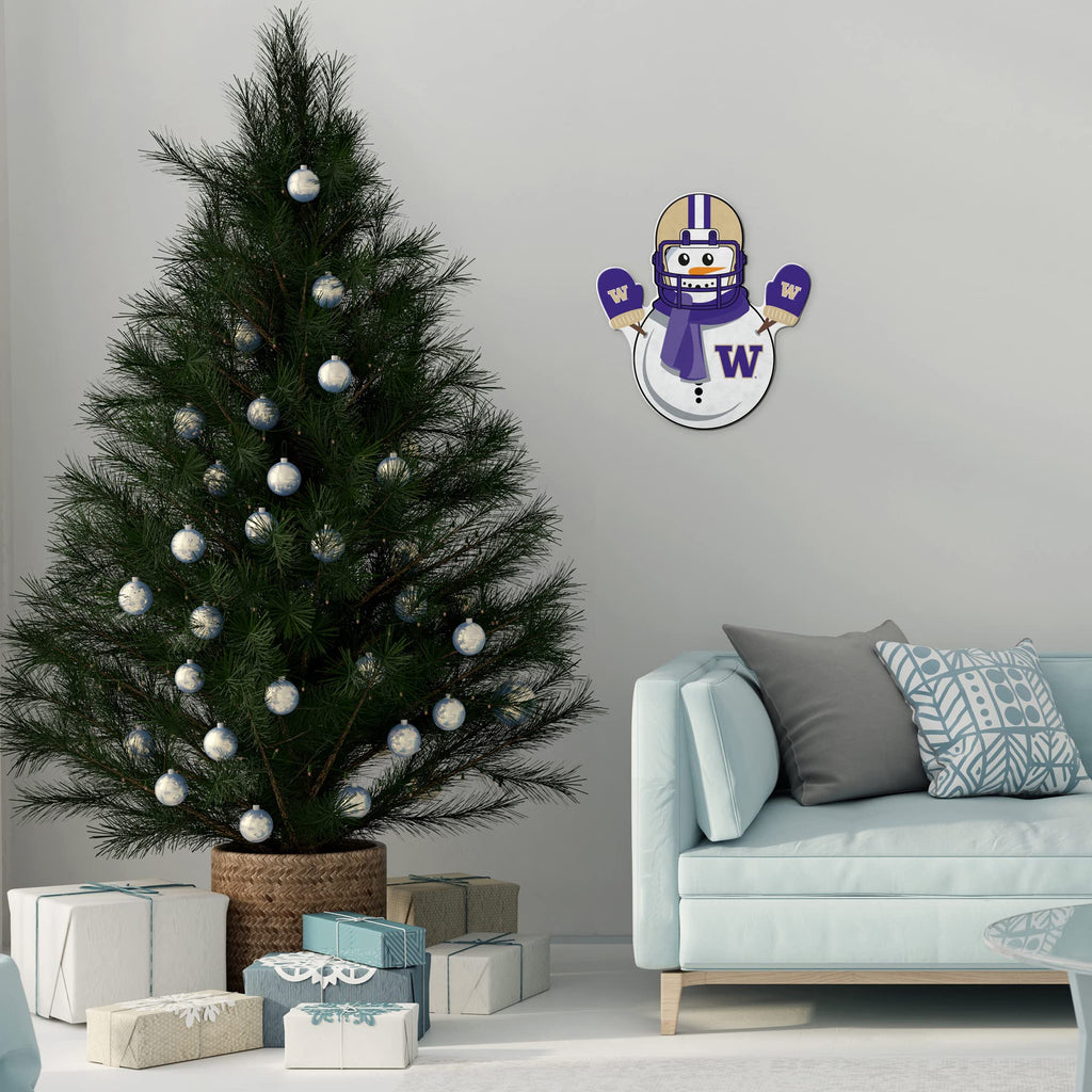 Rico Industries Ncaa Washington Huskies Snowman Shape Cut Pennant - Home And Living Room D  Cor - Soft Felt Ez To Hang, 18X0.10X