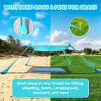 Beach Tent Sun Shelter Upf50+, 10X10 Ft Family Beach Shade Canopy With 4 Aluminum Poles, Beach Blanket, Carrying Bag And Sand Sh