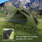 Night Cat Camping Cot Tent - Waterproof 1-Person Off-Ground Combo Cot Bed For Adults Portable Easy Set-Up Tent
