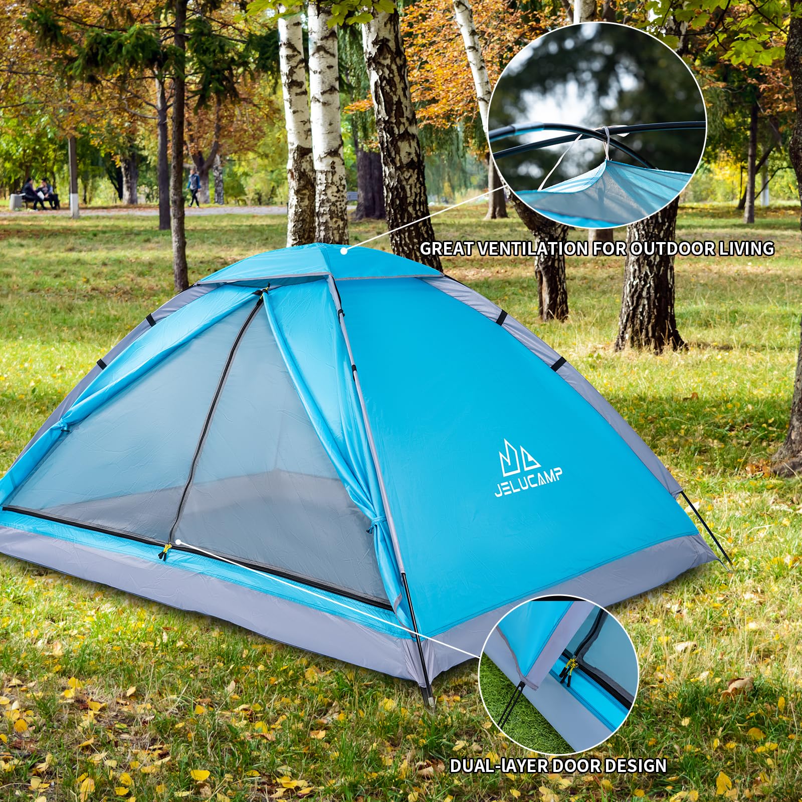 Jelucamp 1/2 Person Dome Tents For Camping, Lightweight Portable Single Backpacking Tent, Small Easy Setup Outdoor Waterproof Ca