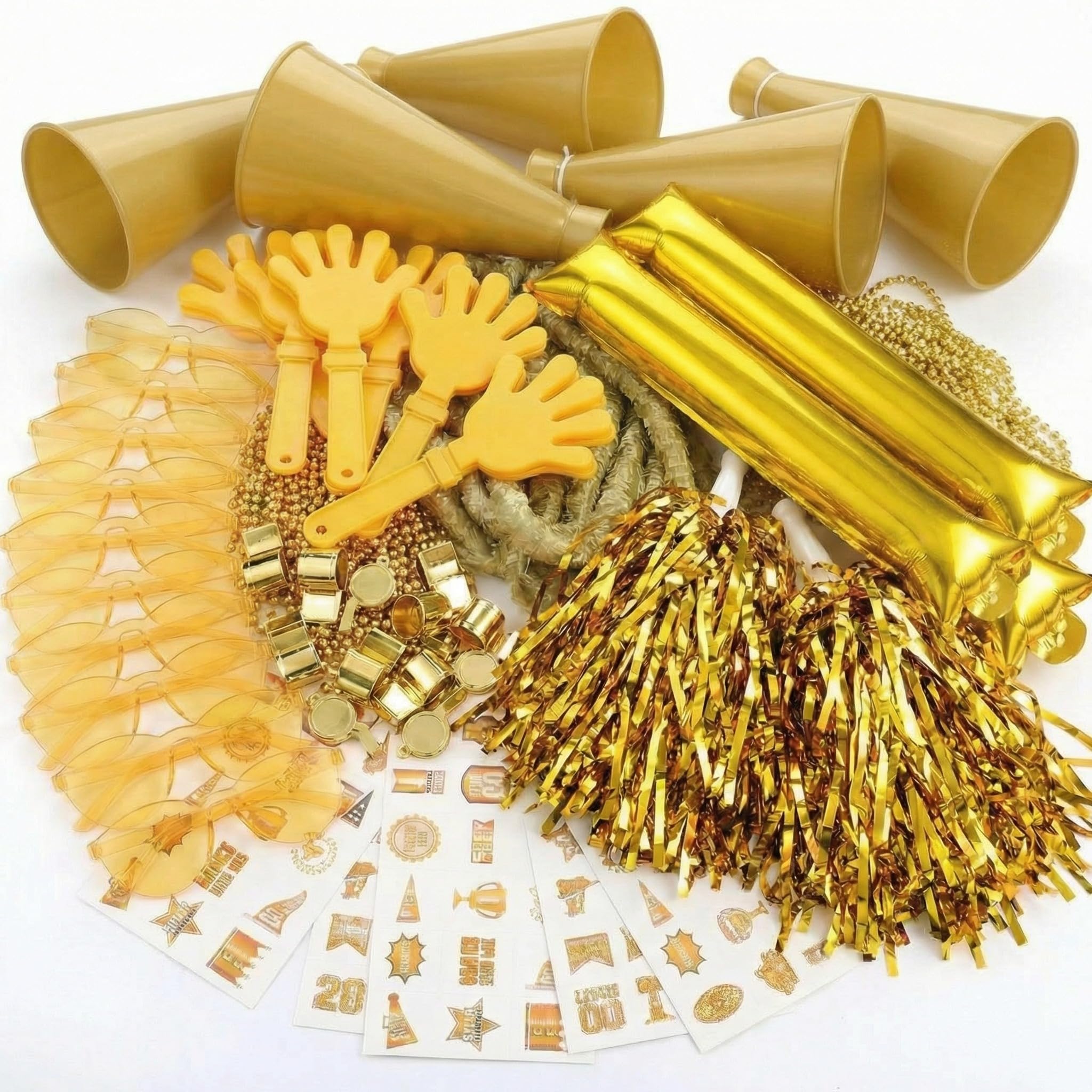 Soulchen 360 Pcs Gold Team Spirit Accessories Bulk Field Day Accessories Pep Rally Color War Camp Spirit Events Party Items Chee