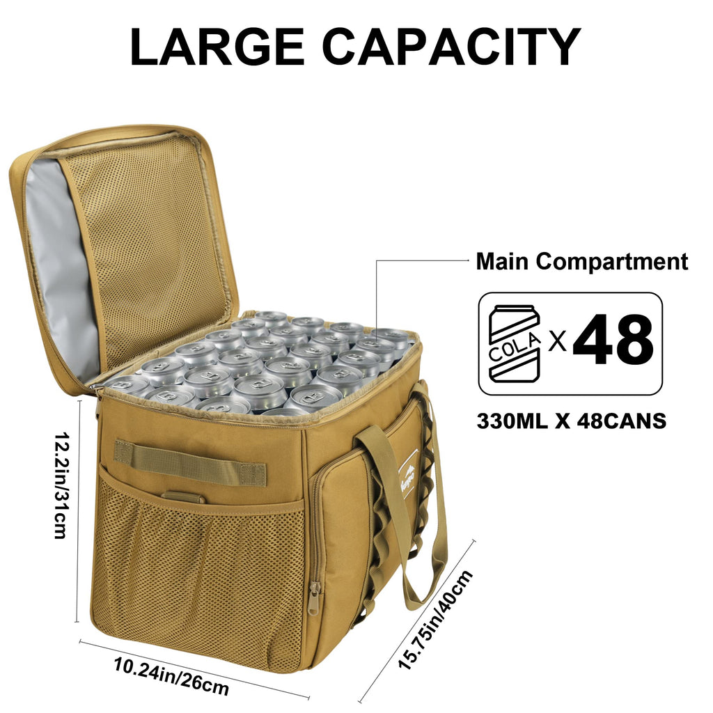 Soft Insulated Cooler Bag 48-Can Leakproof Soft Sided Cooler Large Collapsible Portable Cooler Bags 32L For Picnic, Waterproof S