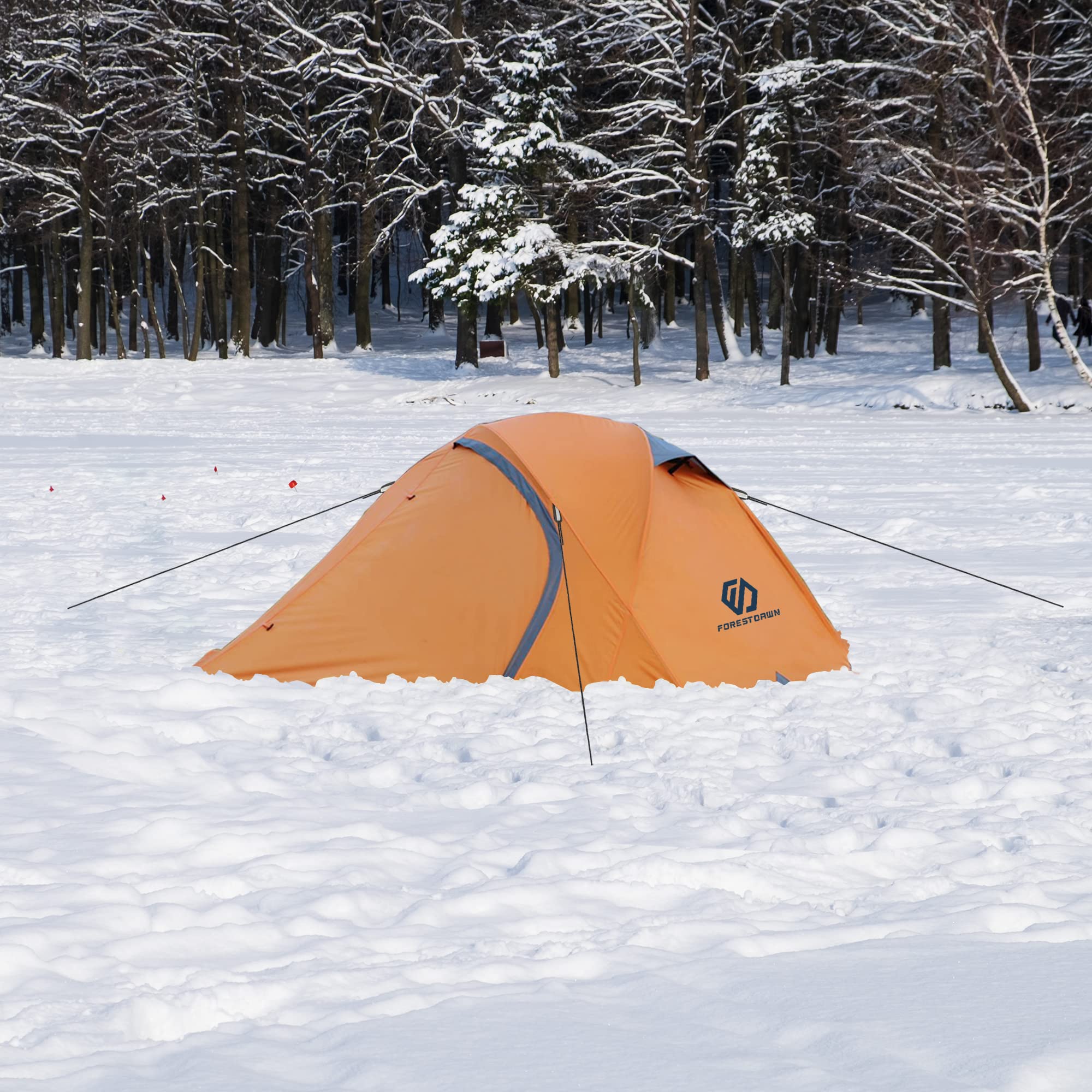 Forestdawn Camping Tent For 2 Person With 3 Aluminum Alloy Poles,Waterproof Windproof 4 Season Tent,Double Layer,Easy Setup,Prof