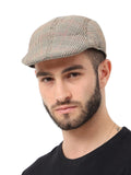 Fabseasons Polyester Checkered Casual Golf Flat Caps & Hats For Mens (Beige), Free Size