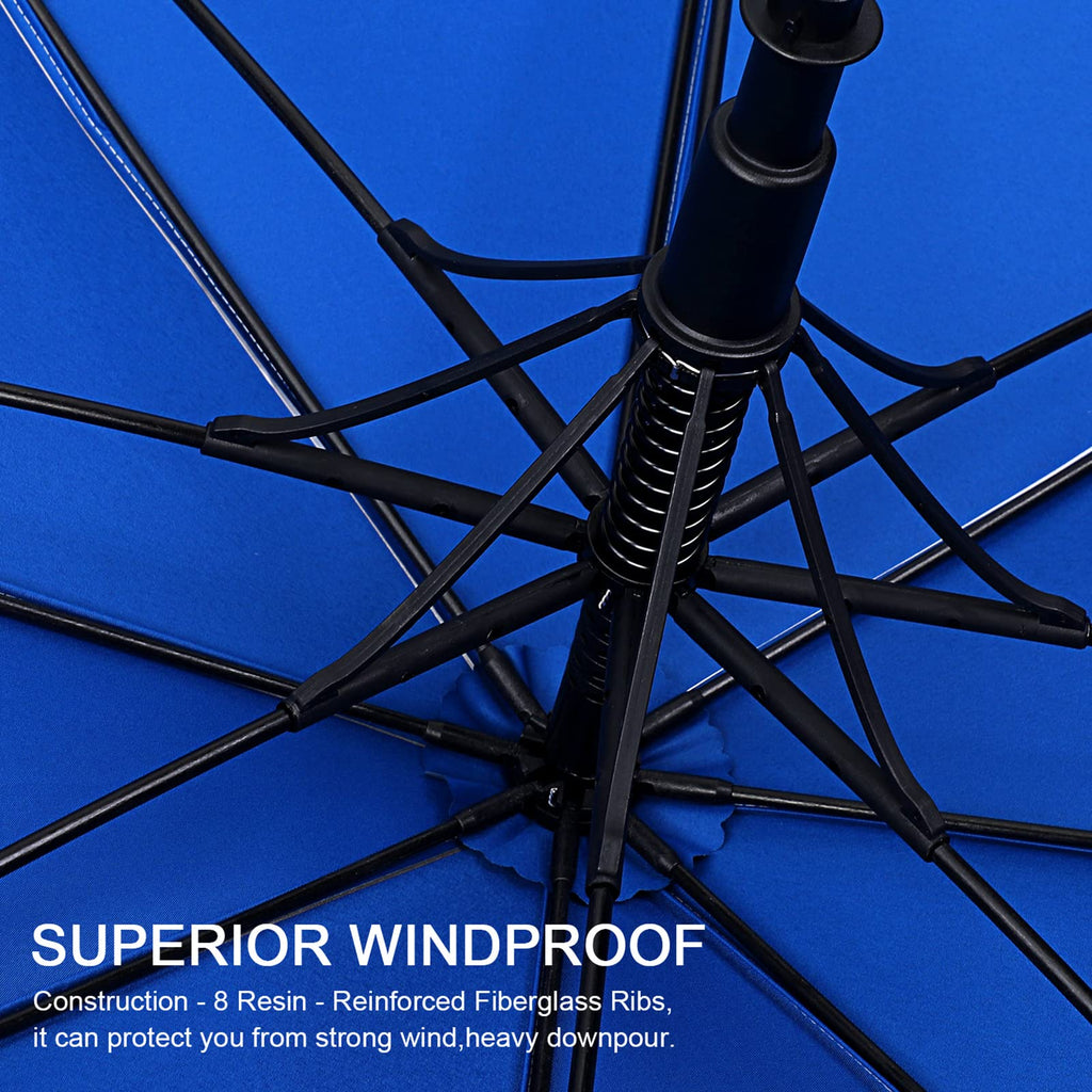 G4Free 68 Inch Uv Protection Golf Umbrella Auto Open Extra Large Windproof Sun And Rain Umbrellas Double Canopy (Silver/Blue)