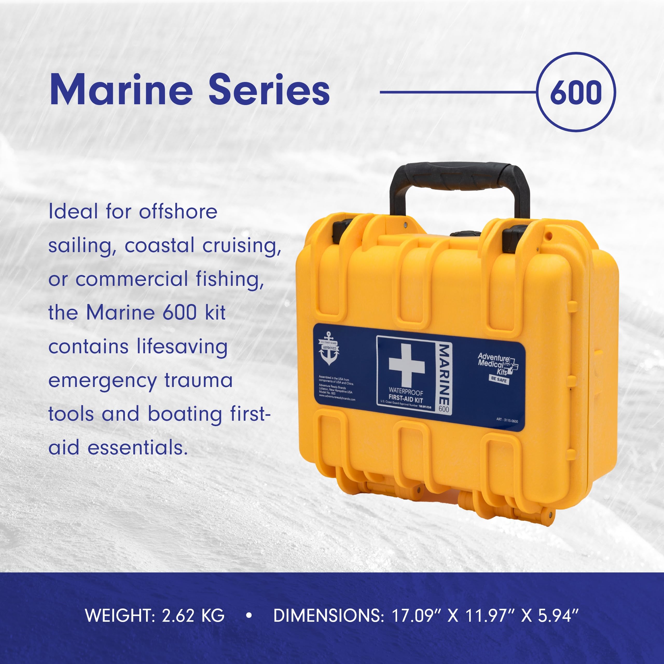 Adventure Medical Kits Marine Series Medical Kit - 600 - Boat First Aid Kit For 8 People 12 Hours From Care - Includes Emergency