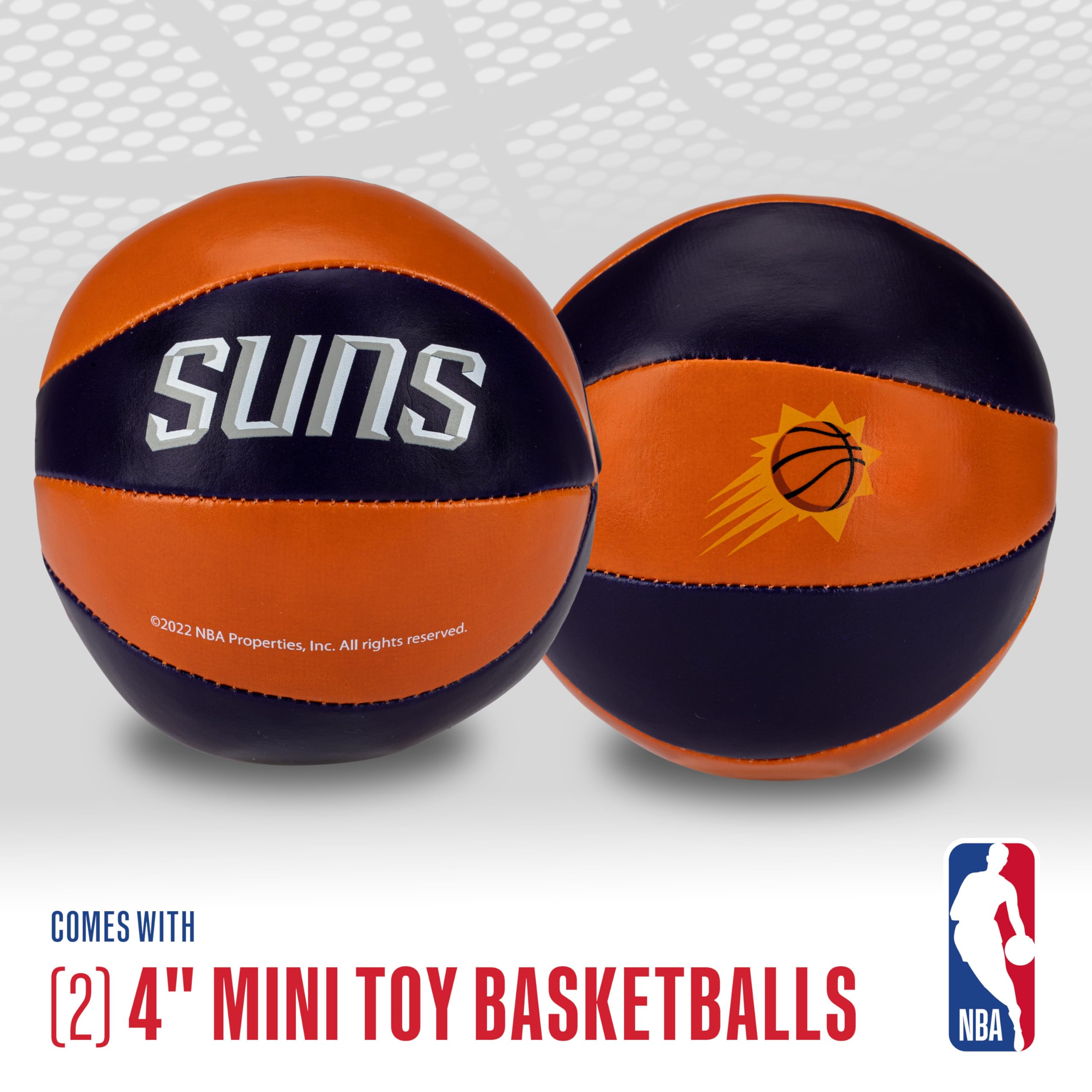 Franklin Sports Nba Phoenix Suns Toy Basketballs - 2 Pack Of Kids Soft Mini Basketballs For Over The Door + Indoor Hoops - Nba F