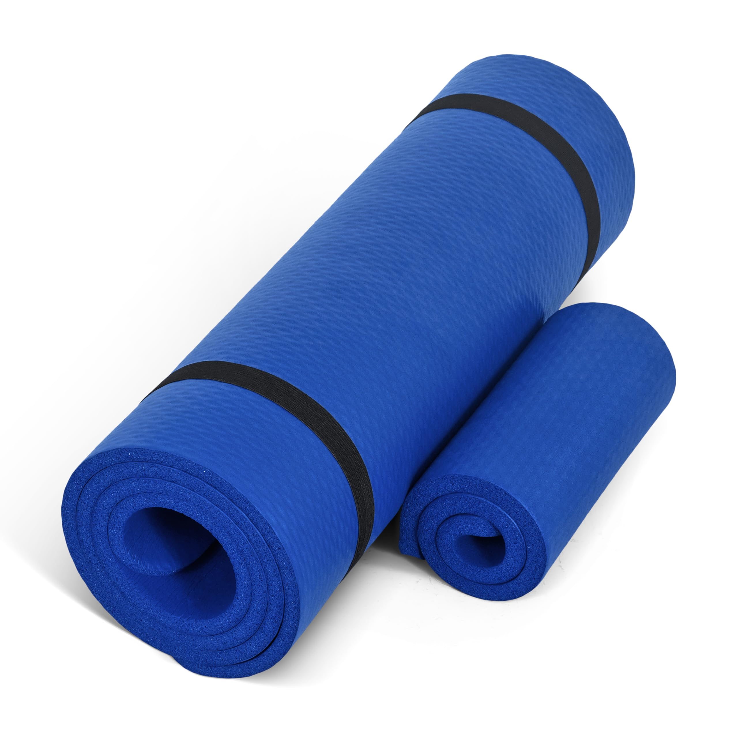 Cap High Density Exercise Yoga Mat With Strap And Knee Pad 71''X24''X1/2'' Blue