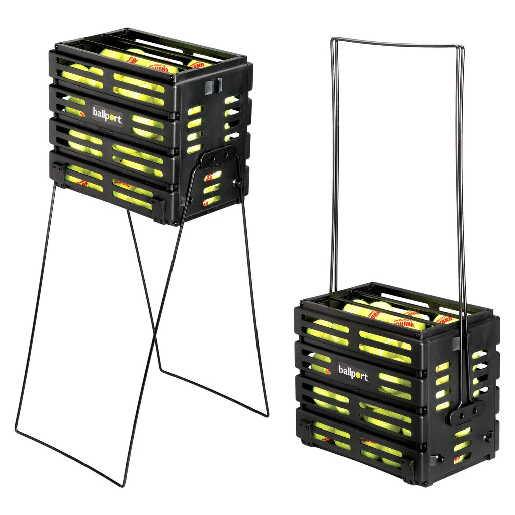 Tourna Ballport Tennis Ball Hopper Holds 80 Balls Durable And Lightweight - Black