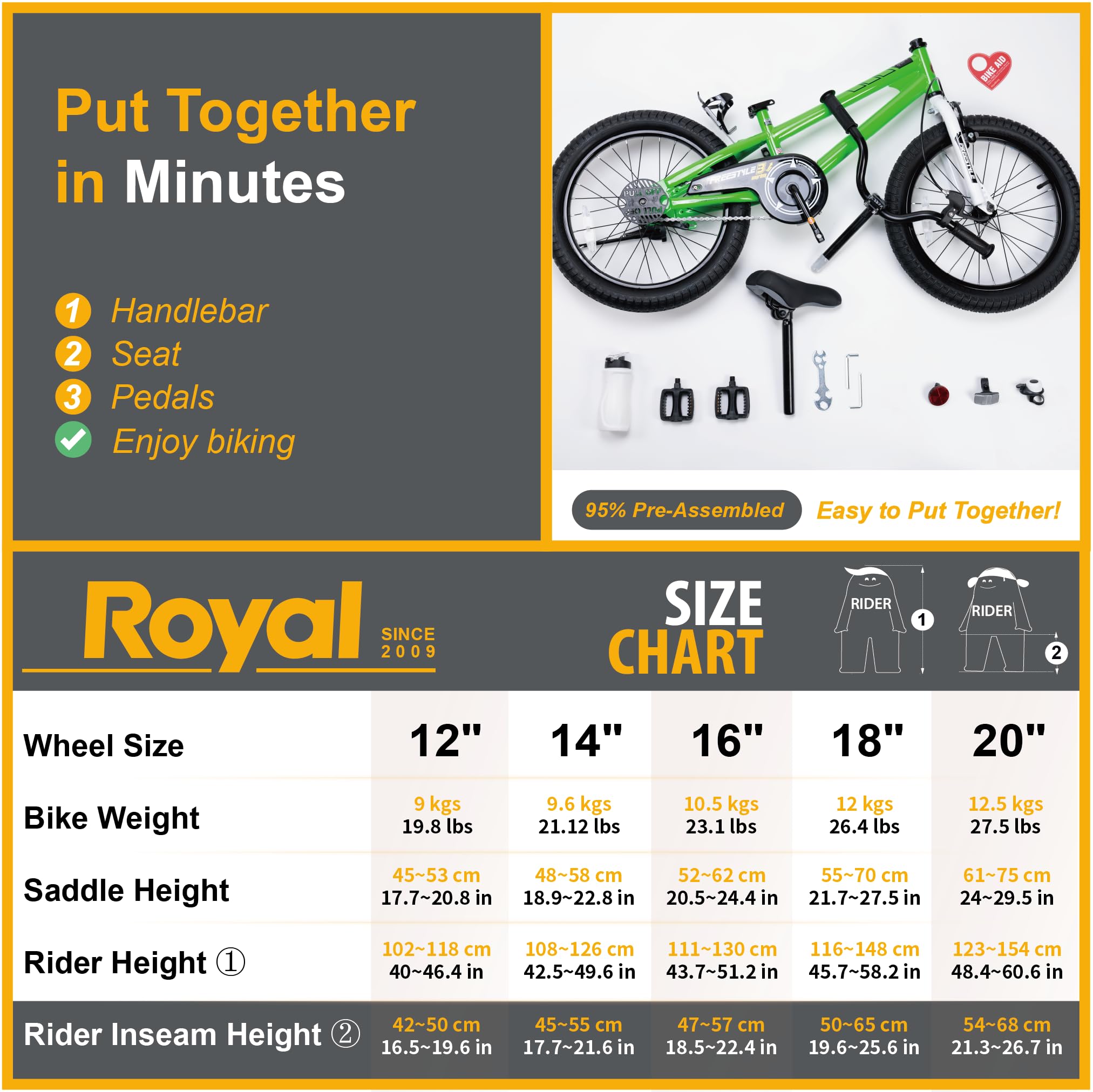 Royalbaby Freestyle Kids Bike Boys Girls 18 Inch Bmx Childrens Bicycle With Kickstand For Ages 5-8 Years, Green