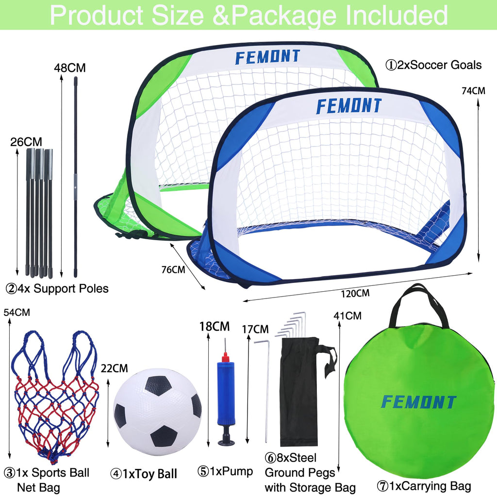 Femont Soccer Goals Set For Backyard, 4X2.5Ft Portable Pop Up Soccer Nets With Carrying Bag For Indoor Outdoor Games Practice Tr
