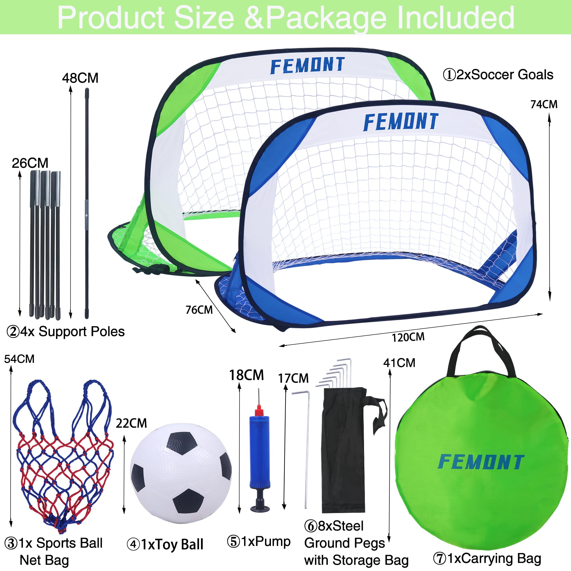 Femont Soccer Goals Set For Backyard, 4X2.5Ft Portable Pop Up Soccer Nets With Carrying Bag For Indoor Outdoor Games Practice Tr