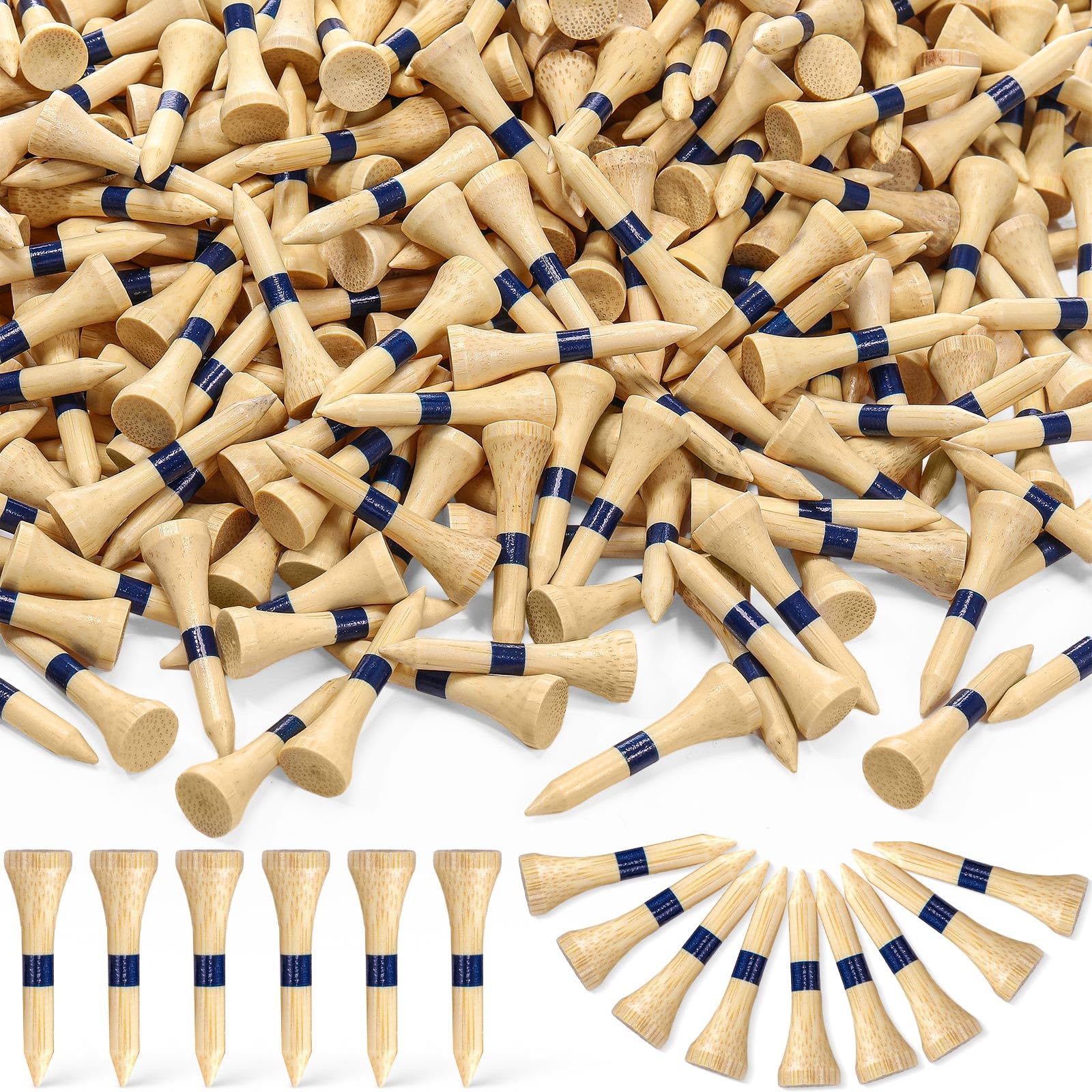 Mudder 600 Pack Golf Tees Bulk Wooden Bamboo Golf Tees Multicolor Wood for Men Balls Accessories (1-1/2 Inch,Blue,Wood Color)