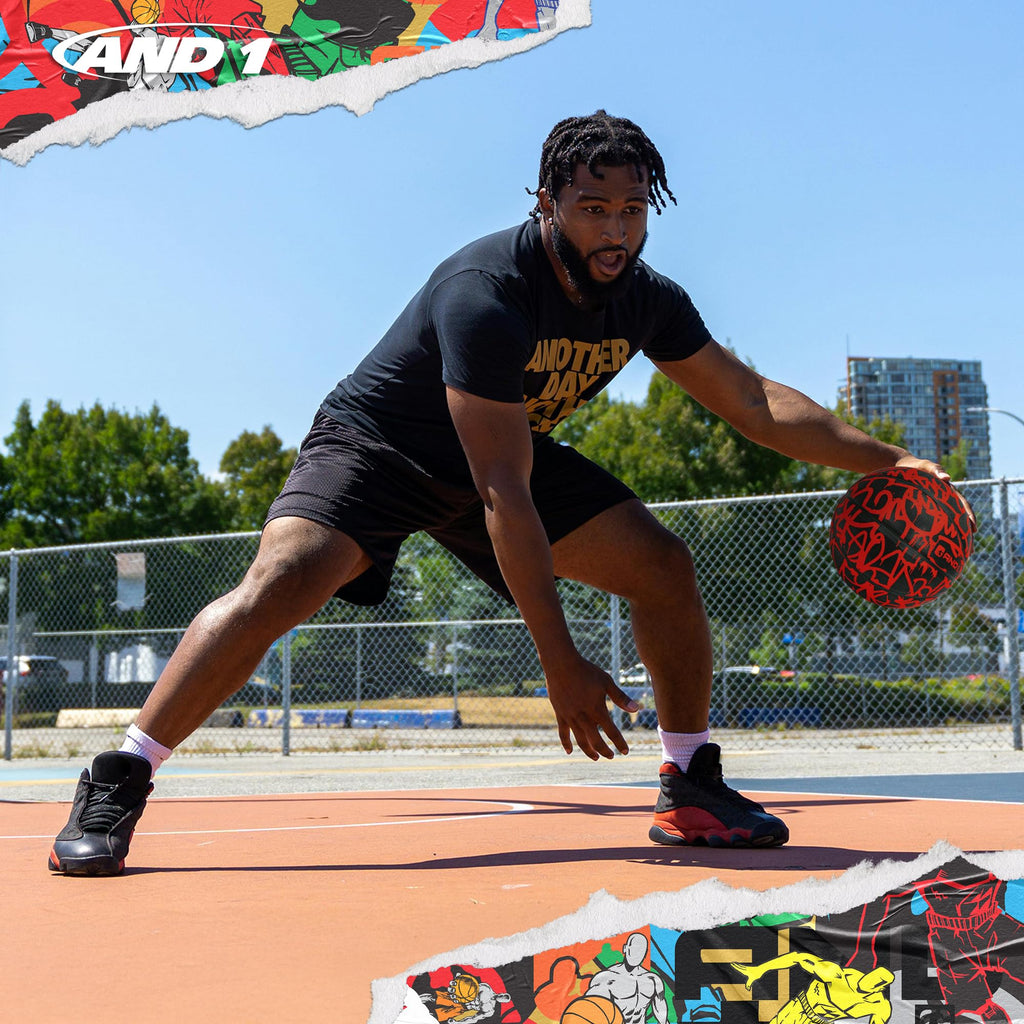 AND1 Fantom Graffiti Rubber Basketball: Official Regulation Size 7 (29.5 inches) - Deep Channel Construction Streetball, Made fo