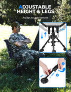 Kemimoto 360 Degree Silent Swivel Blind Hunting Chair, 320 Lbs Camo Height Adjustable Quick Folding Portable Comfortable Hunting