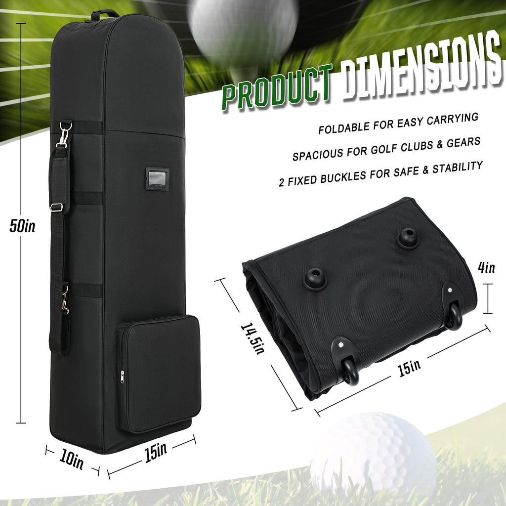 Darekuku Soft-Sided Golf Travel Bag For Airlines With Detachable Shoulder Straps, Foldable Golf Club Cover Travel Case With Whee