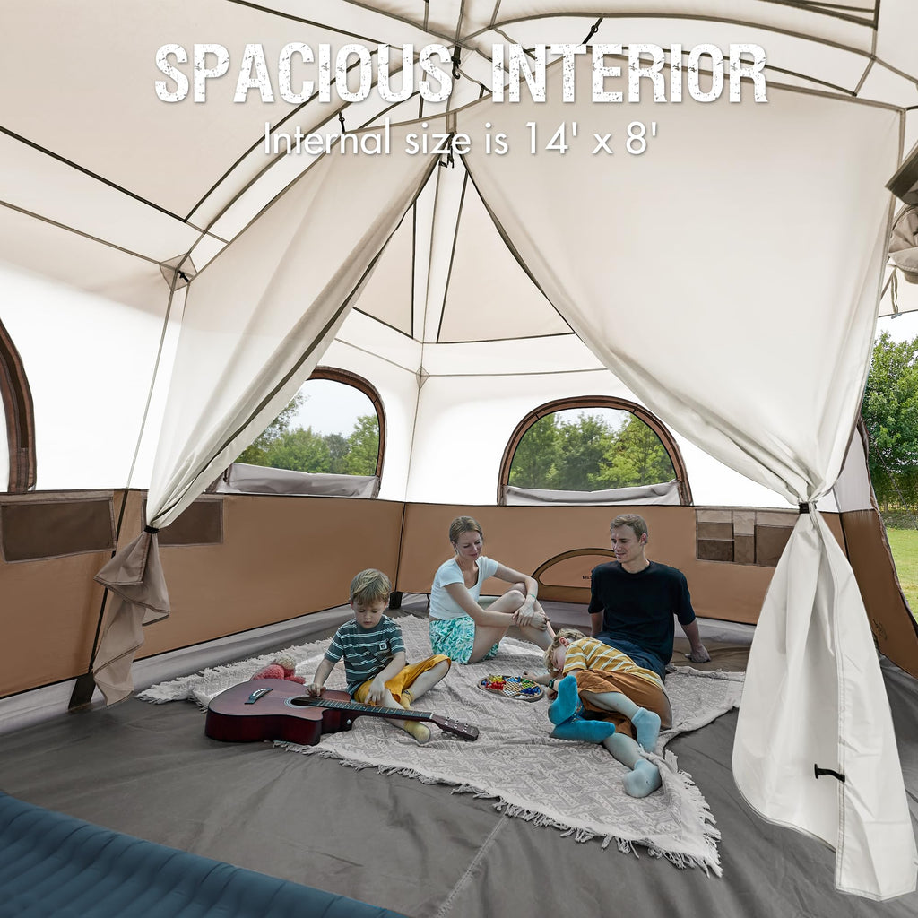 Portal 8 Person Tents for Camping, Easy Setup Cabin Tent with Large Porch, 2 Room, Waterproof Family Camping Tent for Outdoor Ca