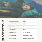 Nemo Fillo Backpacking & Camping Pillow | Soft Inflatable Travel Pillow With Integrated Stuff Sack, Abyss