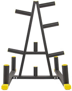 Signature Fitness 2-Inch Or 1-Inch Weight Plate Rack With Barbell Holders, 600-Pound Capacity (For 2-Inch Gear), Black