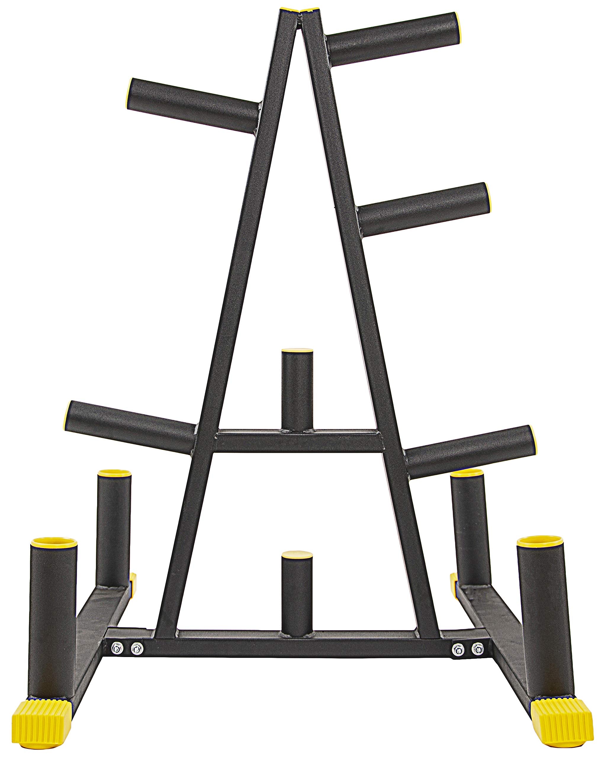 Signature Fitness 2-Inch Or 1-Inch Weight Plate Rack With Barbell Holders, 600-Pound Capacity (For 2-Inch Gear), Black