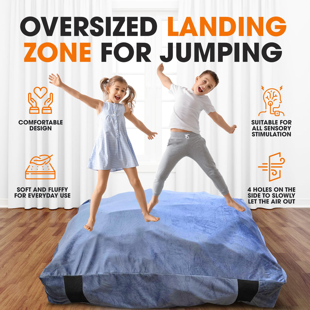 Cheer Collection Crash Pad - Crash Pads for Kids Sensory with Washable Cover - Sensory Room Must Haves - Crash Mat (4 x 4 FT)