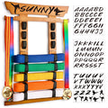 Tilhumt Karate Belt Display Rack Holder, Bamboo Taekwondo Belt Display With Stickers, Martial Arts Belt Display For 8 Belts With