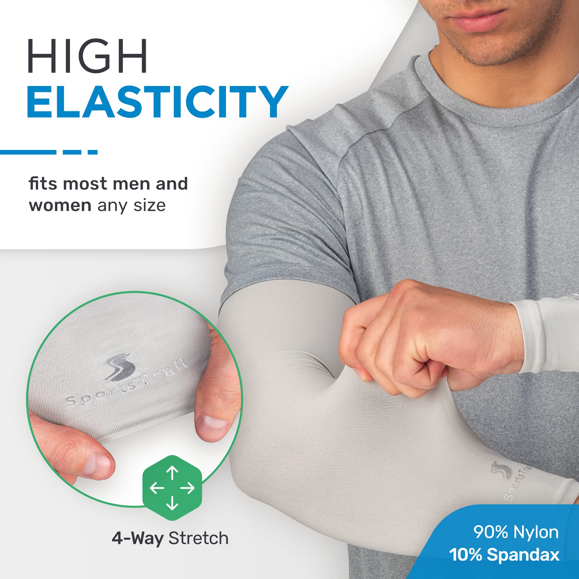 Sportstrail Cooling Arm Sleeves For Men & Women - Breathable, Moisture-Wicking Arm Sleeves For Women, Men & Kids