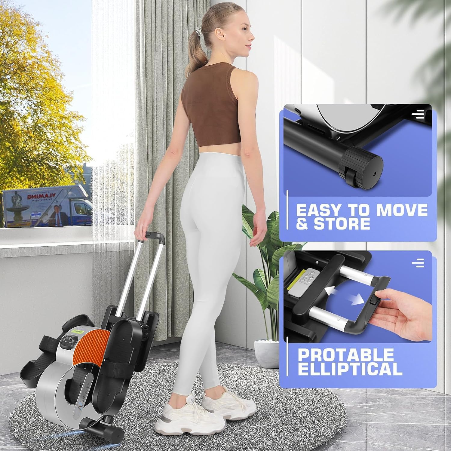 Under Desk Elliptical Portable And Quiet Leg Exerciser While Sitting For Seniors With Remote And App Control, Lcd Display, Elect