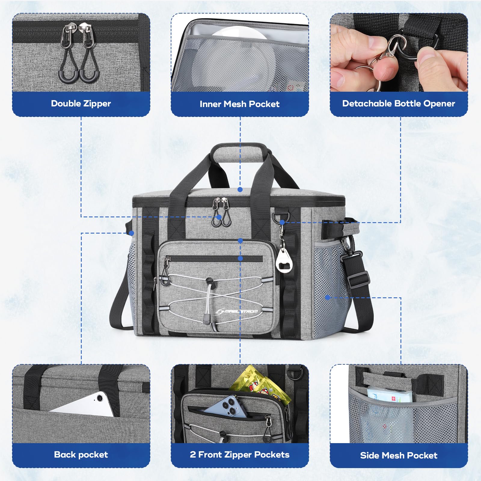 Maelstrom Soft Sided Cooler Bag,30 Can Collapsible Insulated Ice Chest - Large Leakproof, Portable For Camping, Kayaking & Beach